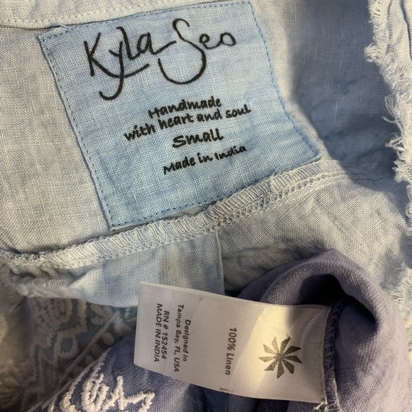 NWT Kyla Seo Ombre Linen Dip-Dye Embroidered Hi-Low Shirt Dress Anthropologie - Picture 8 of 8